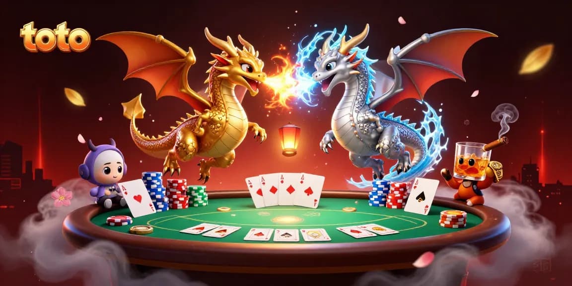 Engage with toto's winning spirit through a dynamic image of dragons facing off amid casino elements.