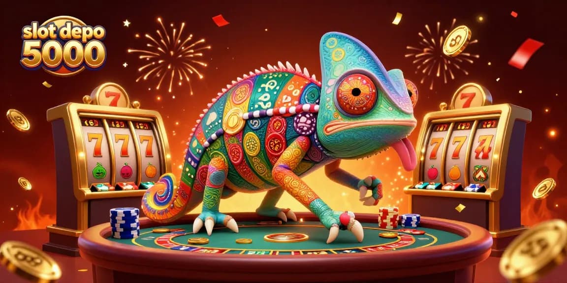 Win big at slot depo 5000 with captivating chameleon casino owner and dynamic slot reels!