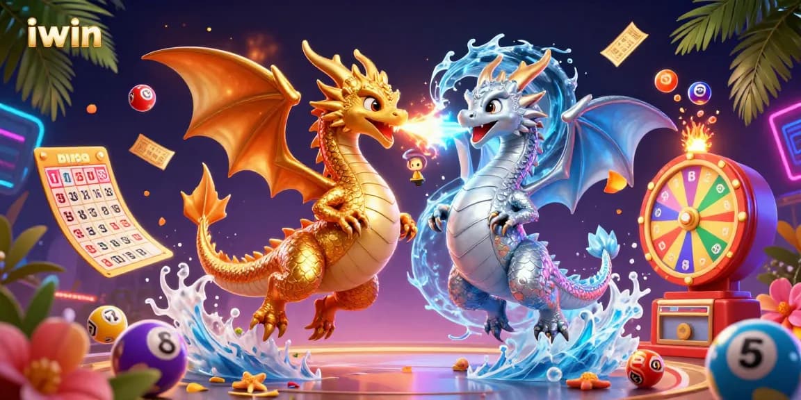 Experience the excitement of iwin with animated dragons unleashing lottery magic in a vibrant casino scene.