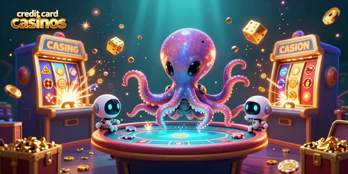 Experience the excitement of credit card casinos with vibrant 3D casino elements and characters.