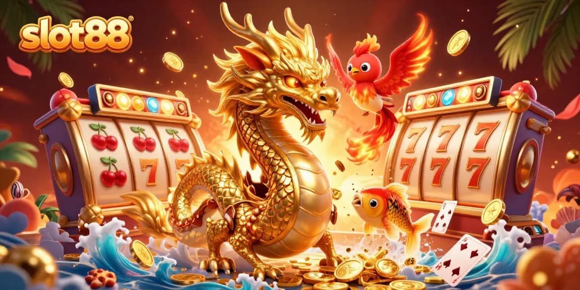 Permainan slot88 menawarkan jackpot menanti dengan naga emas dan ikan koi berkilau.