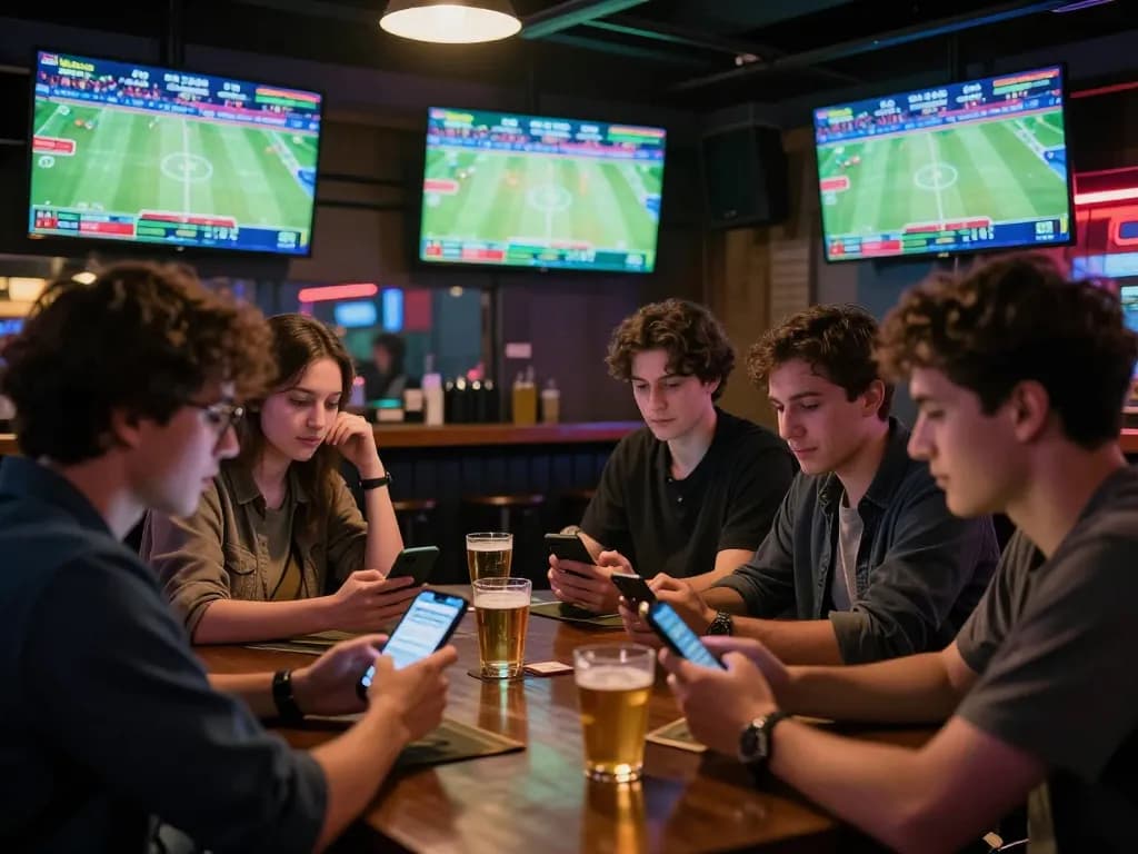 Betting with excitement at https://tg88.cash/ shows friends engaging in sports wagers.