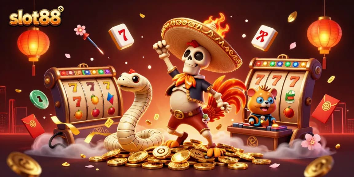 Menangkan jackpot slot88 dengan karakter menarik dalam ilustrasi kasino yang menyenangkan.
