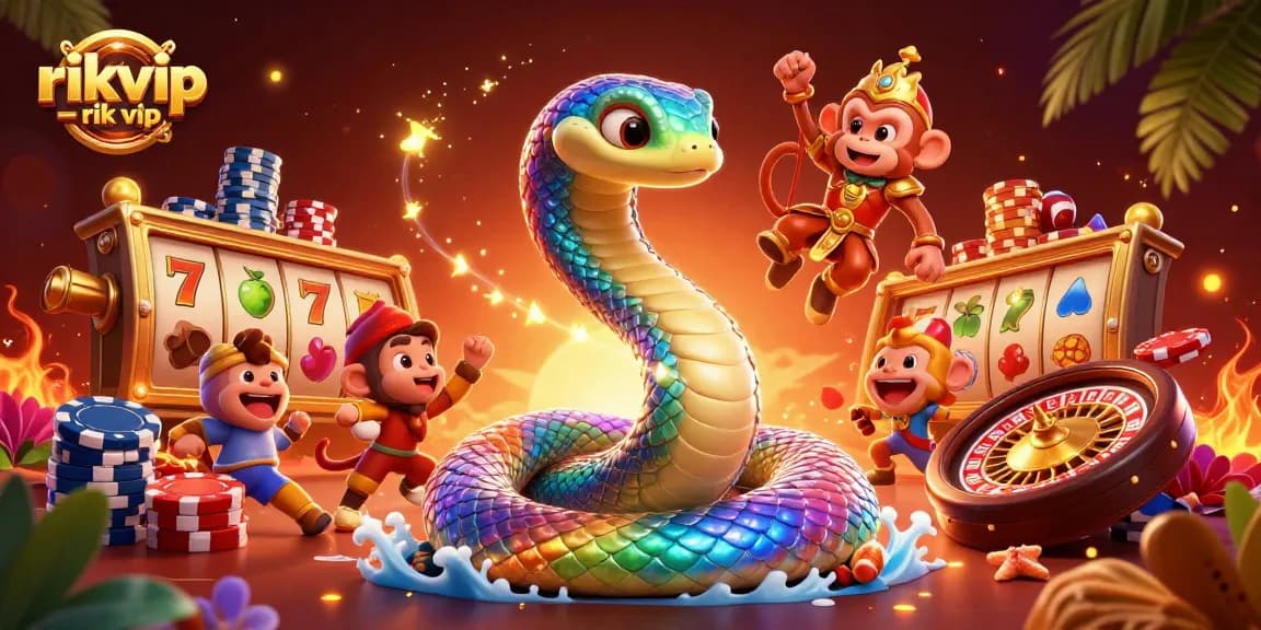 Experience the excitement of rikvip - rik vip with spinning reels, vibrant colors, and dynamic casino elements.