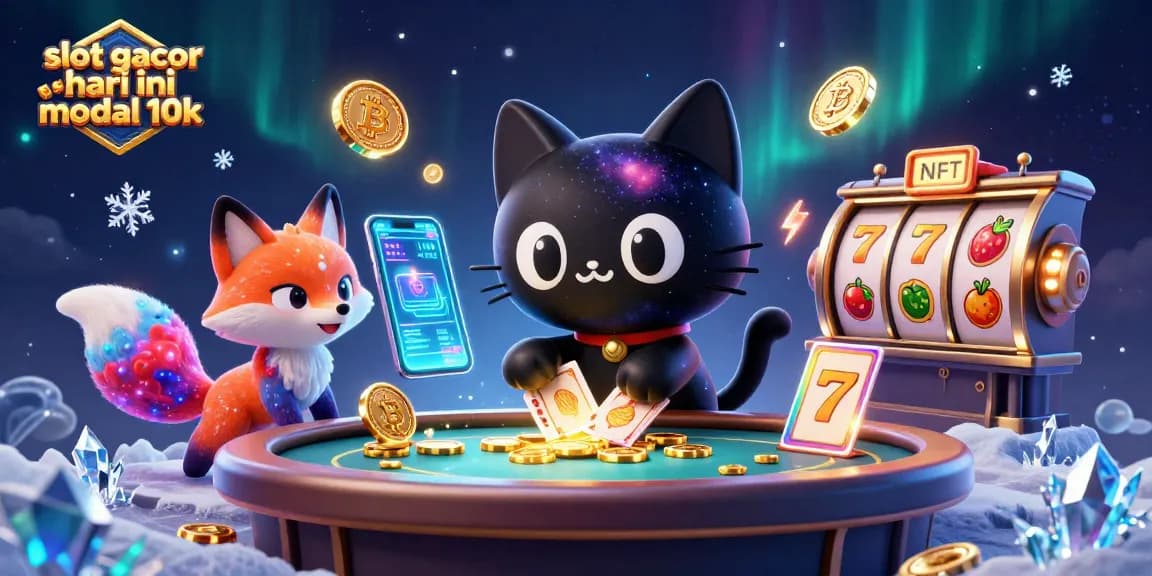 Play and win at slot gacor hari ini modal 10k with engaging cosmic casino-themed illustration.