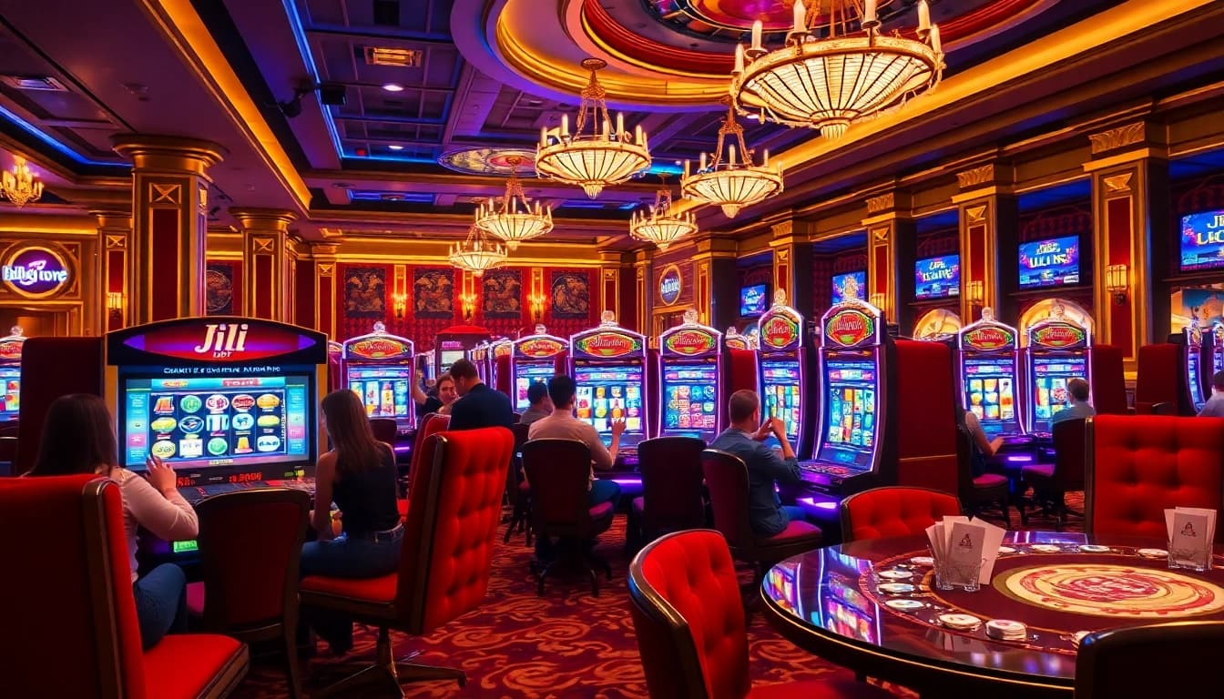 Exciting players winning at Jili Slots 6FF in a luxurious casino environment.