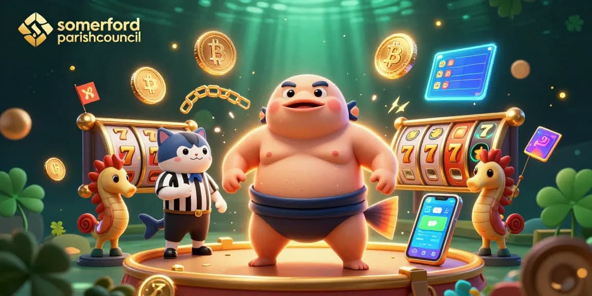 Somerfordparishcouncil showcases vibrant 3D casino elements in a dynamic underwater scene with fugu and catfish.