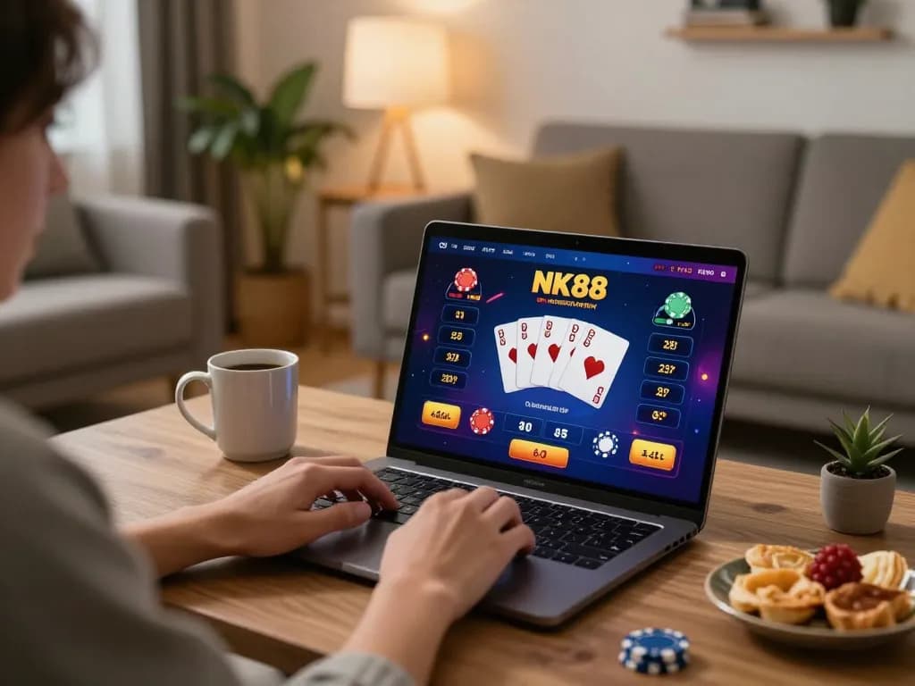 Engaging online gaming experience on NK88 with vibrant interface and cozy atmosphere
