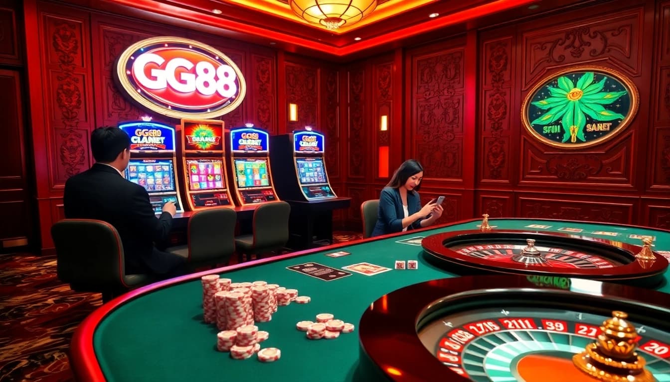 Players enjoying a luxurious GG88 gaming experience at the casino.