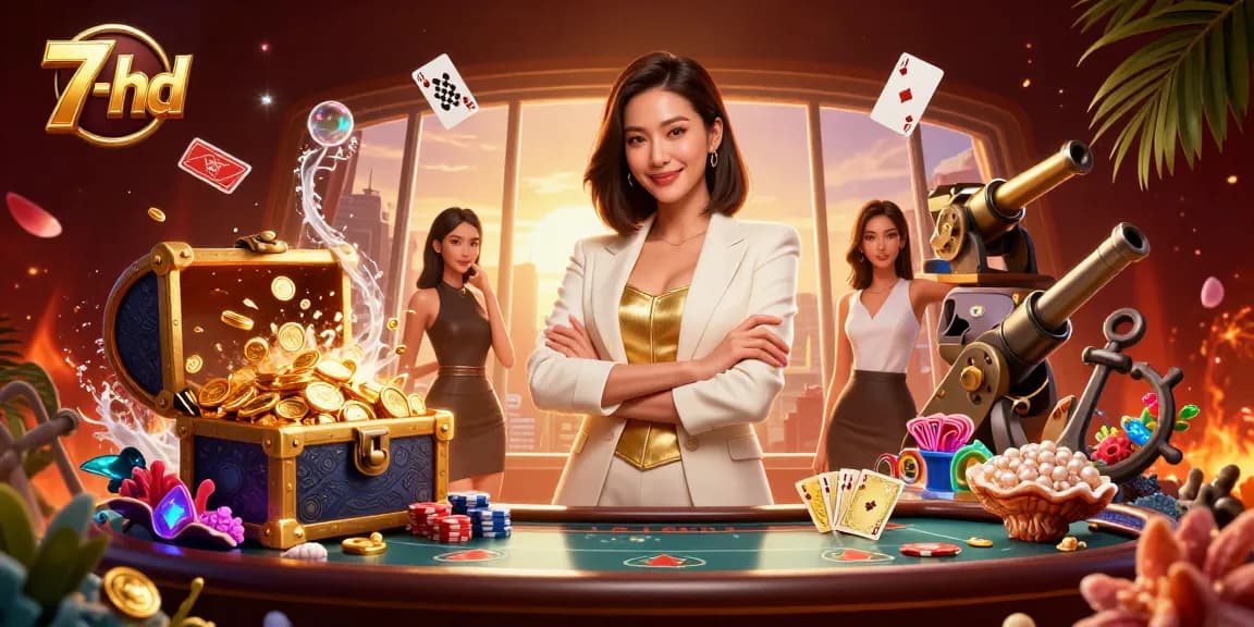Experience thrilling gameplay with 7-hd, where an elegant Asian woman commands the casino with style and power.