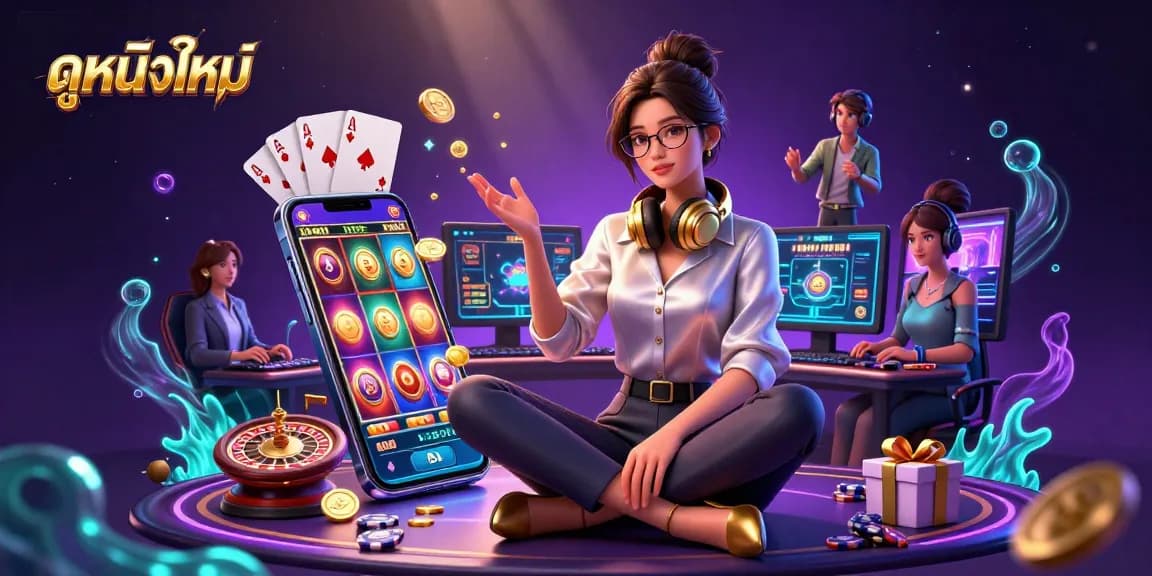 Spin to win with ดูหนังใหม่ in a vibrant casino environment filled with engaging slot games and rich visuals.