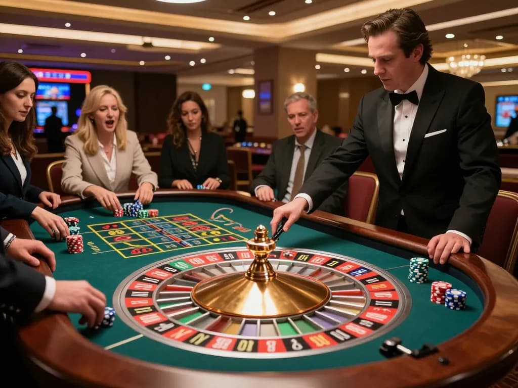 Players engaging in an exciting roulette game at Casino MM99, showcasing vibrant action and atmosphere.