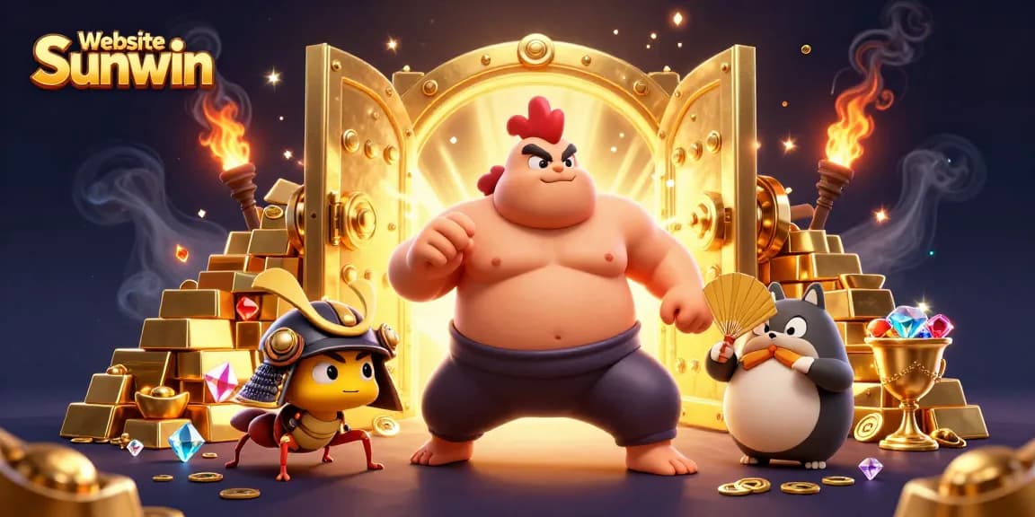 Engage with the thrilling Website Sunwin casino scene featuring characters amidst gold and jewels.