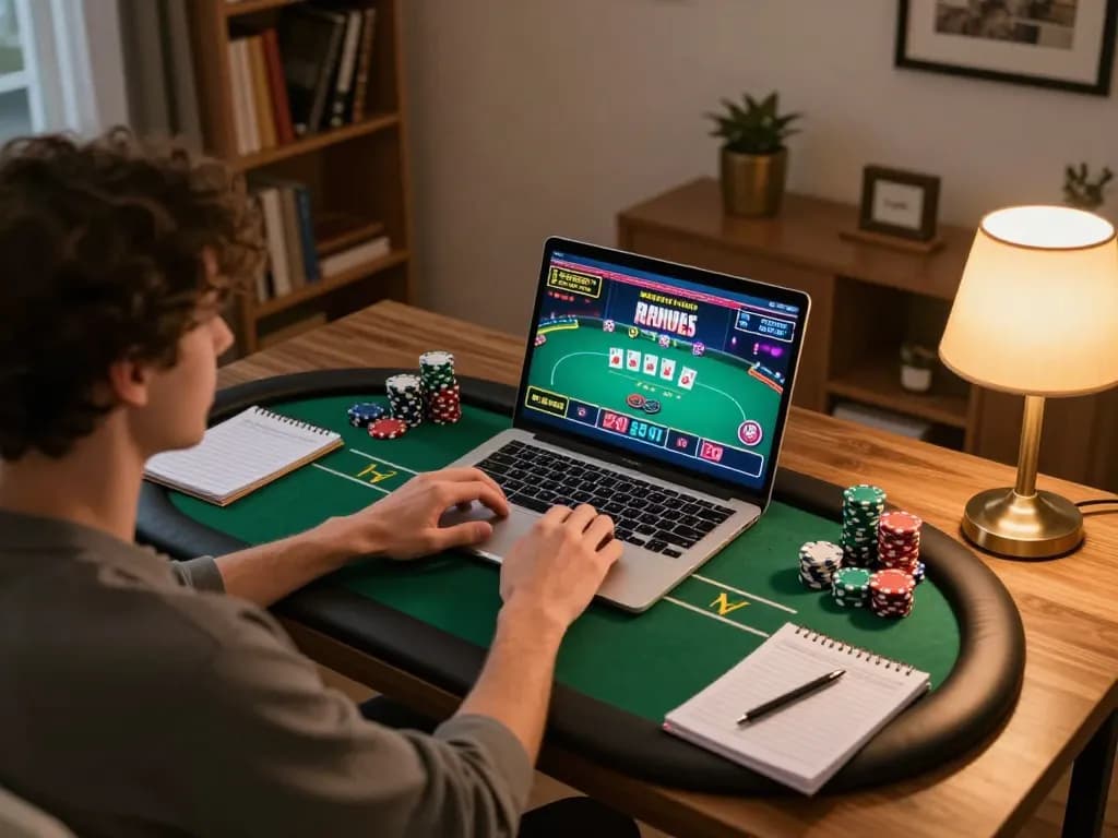 Energileisureparks showcases an engaging online poker game in a cozy home setting.