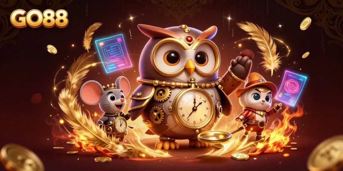 Experience thrilling gaming adventures with GO88 in this vibrant casino-themed 3D illustration.
