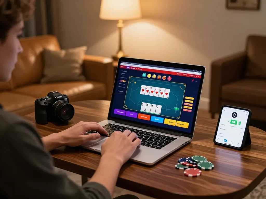 Engaging gameplay at Canadian online casinos with a player focused on poker strategies.