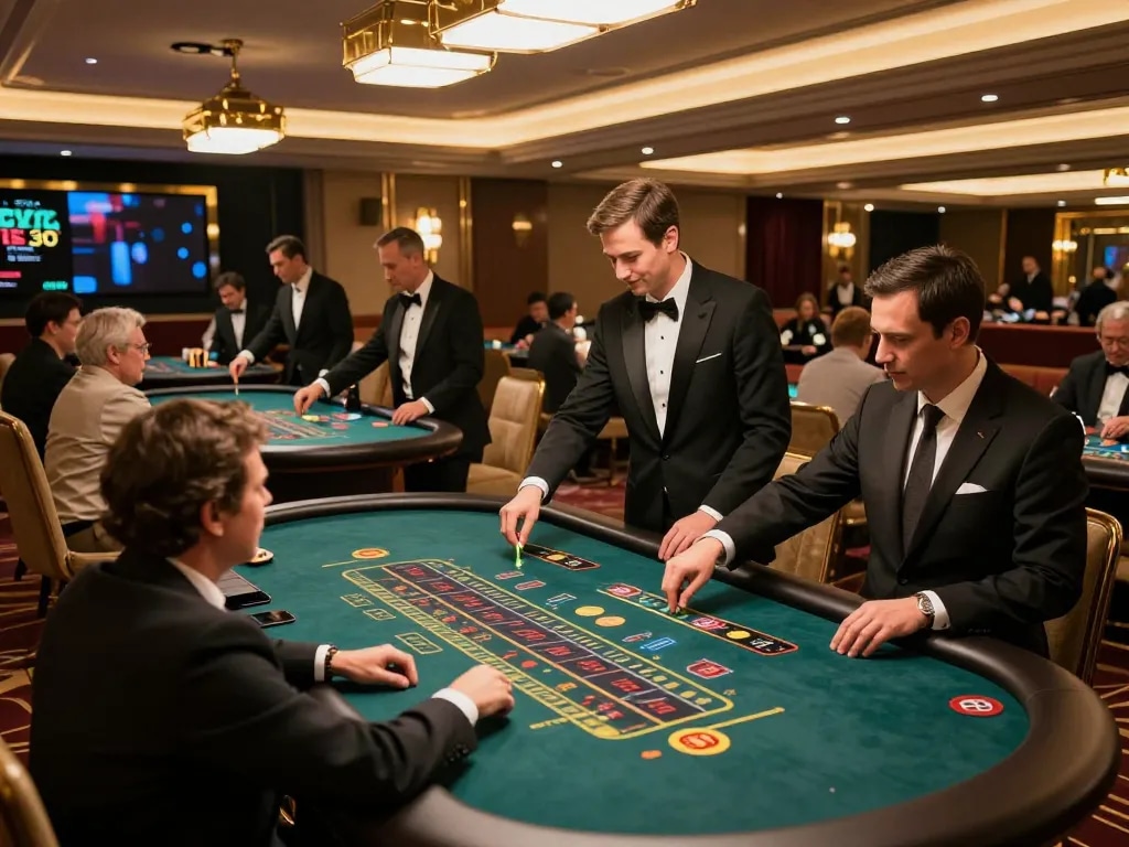 Players engaging in live casino games at King33, experiencing excitement with professional dealers.