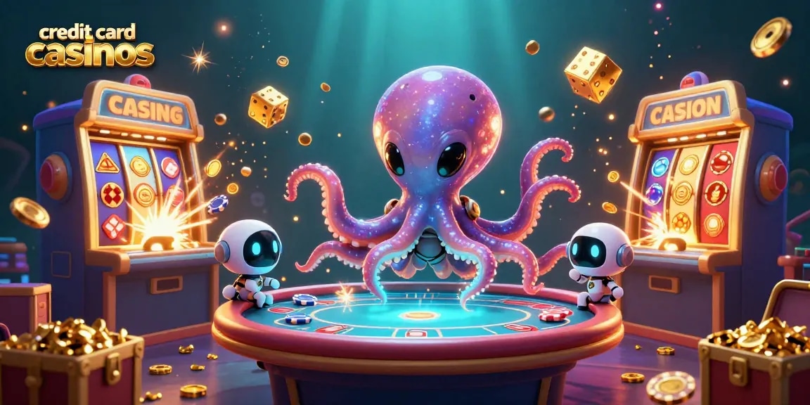 Experience the excitement of credit card casinos with vibrant 3D casino elements and characters.