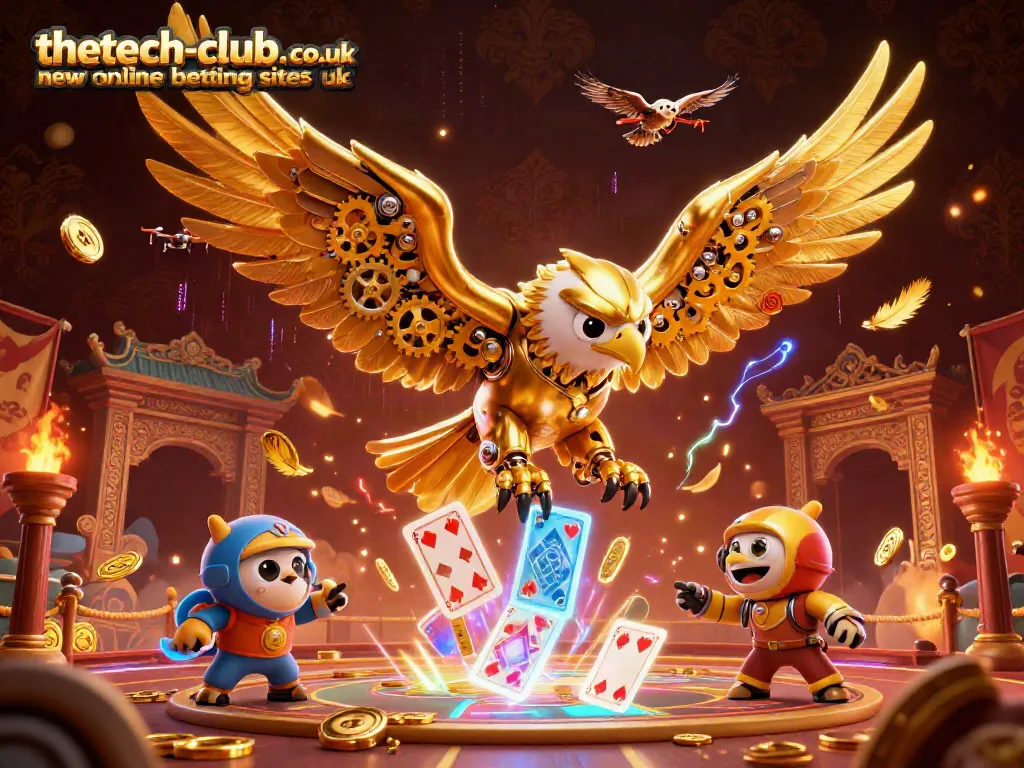 Experience betting adventures at thetech-club.co.uk new online betting sites uk with a golden eagle and holographic elements.