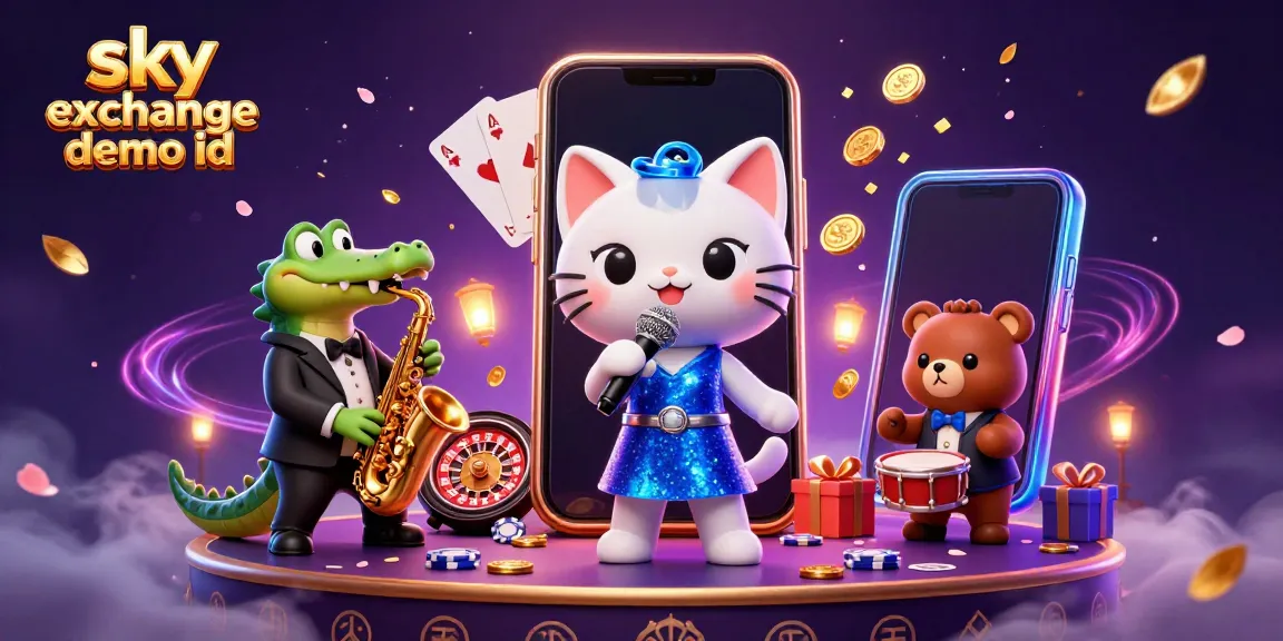 Engage with the sky exchange demo id in a vibrant casino scene featuring playful cartoon characters and gaming elements.
