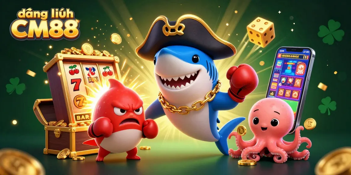 Experience the excitement of đăng nhập CM88 with a fun-filled casino scene featuring lively ocean characters and vibrant gaming elements.