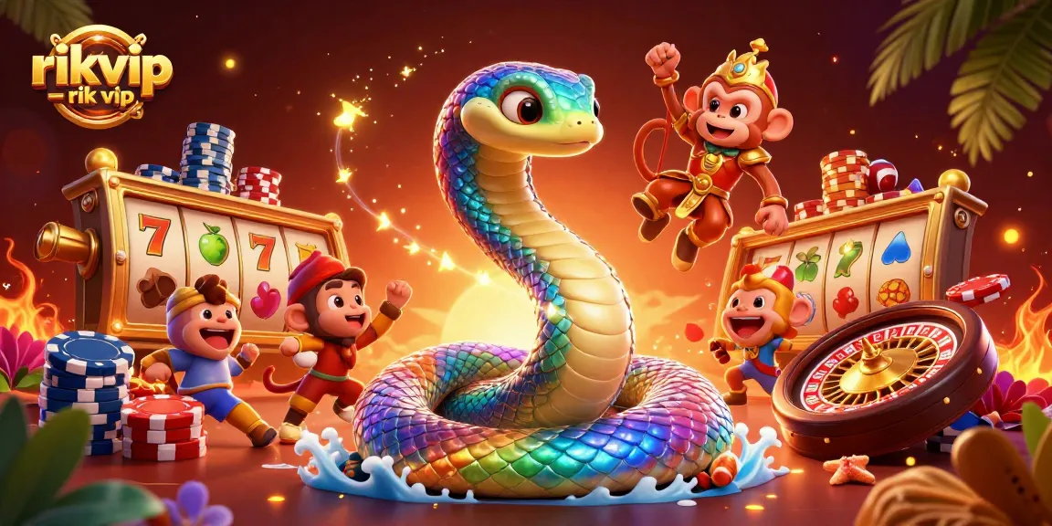 Experience the excitement of rikvip - rik vip with spinning reels, vibrant colors, and dynamic casino elements.