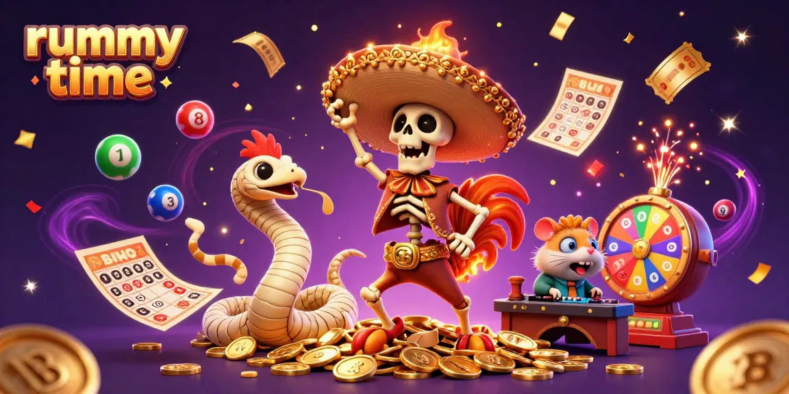 Experience thrilling gameplay with Rummy Time, featuring vibrant characters and dynamic gambling elements.