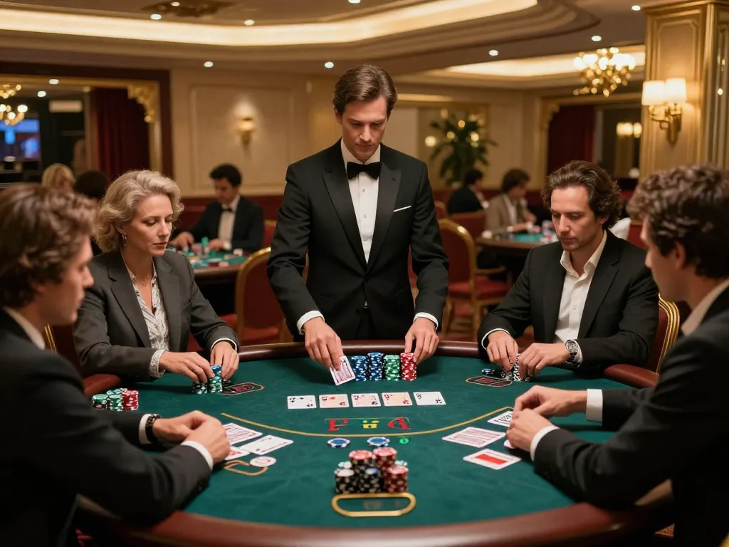 KONG 88 gameplay with players concentrating at a high-stakes blackjack table, revealing chips and cards.