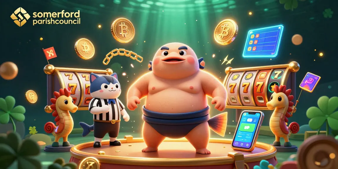 Somerfordparishcouncil showcases vibrant 3D casino elements in a dynamic underwater scene with fugu and catfish.