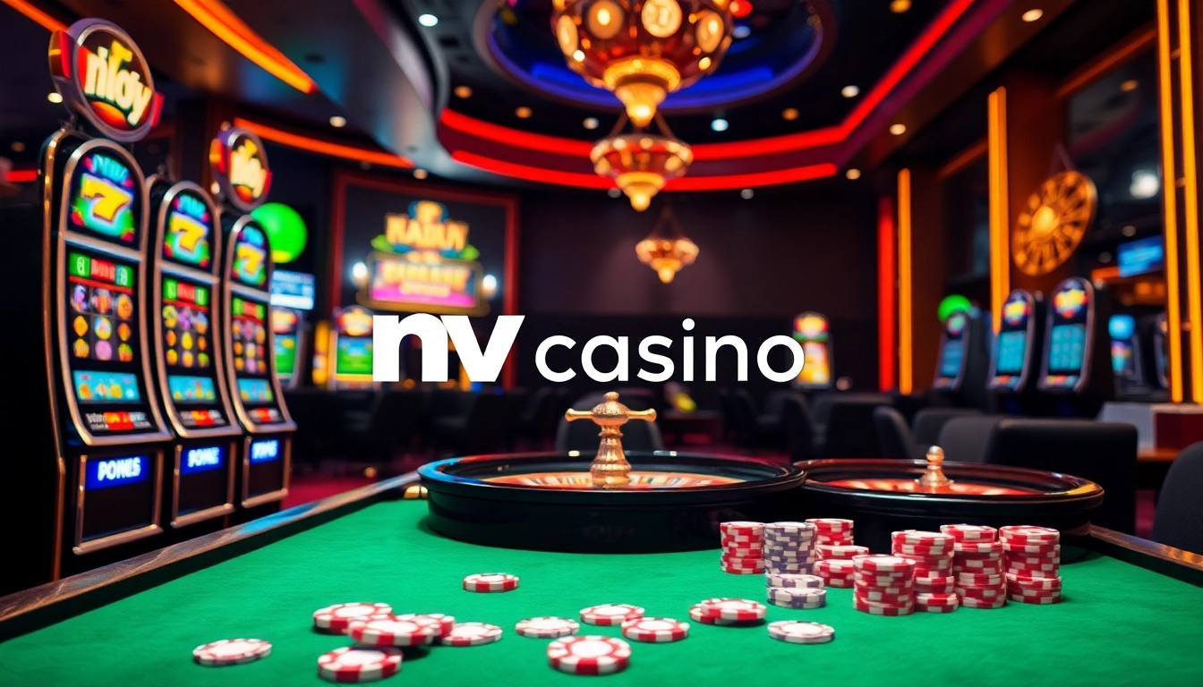 Experienced players enjoying games at nv casino with vibrant lights and roulette wheels.