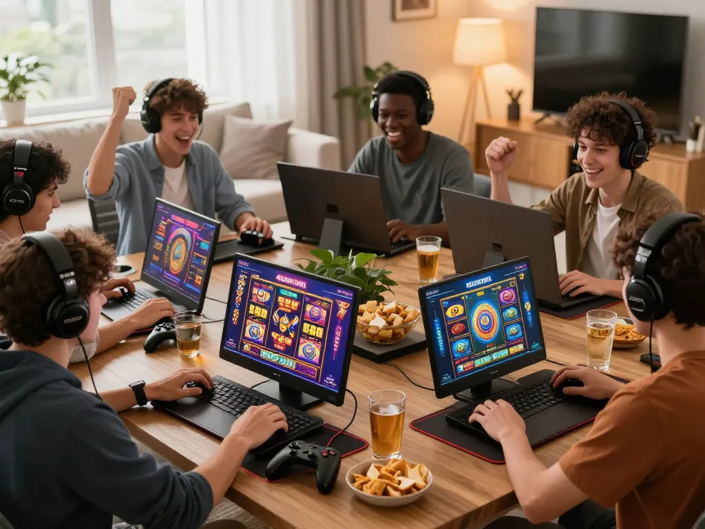 Engaged players enjoying the RUSUNTOGEL platform in an exciting home gaming environment.