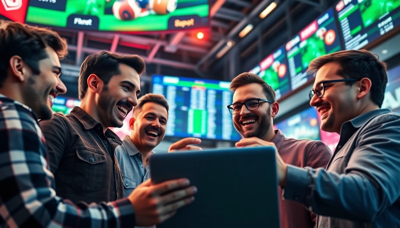 Engaged friends enjoying online Betting excitement while analyzing live game odds.