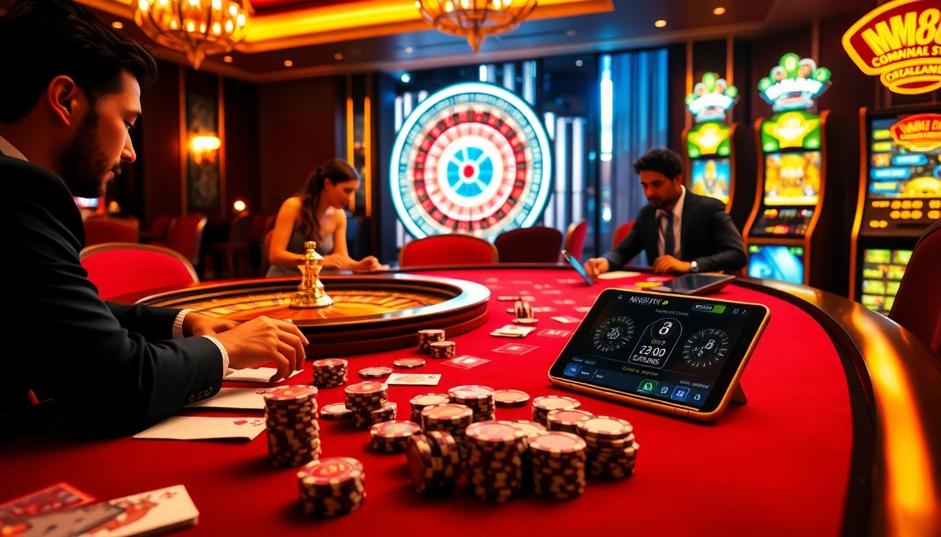 Experience thrilling gameplay at https://mm88.sa.com/ with luxurious casino visuals showcasing poker and roulette.