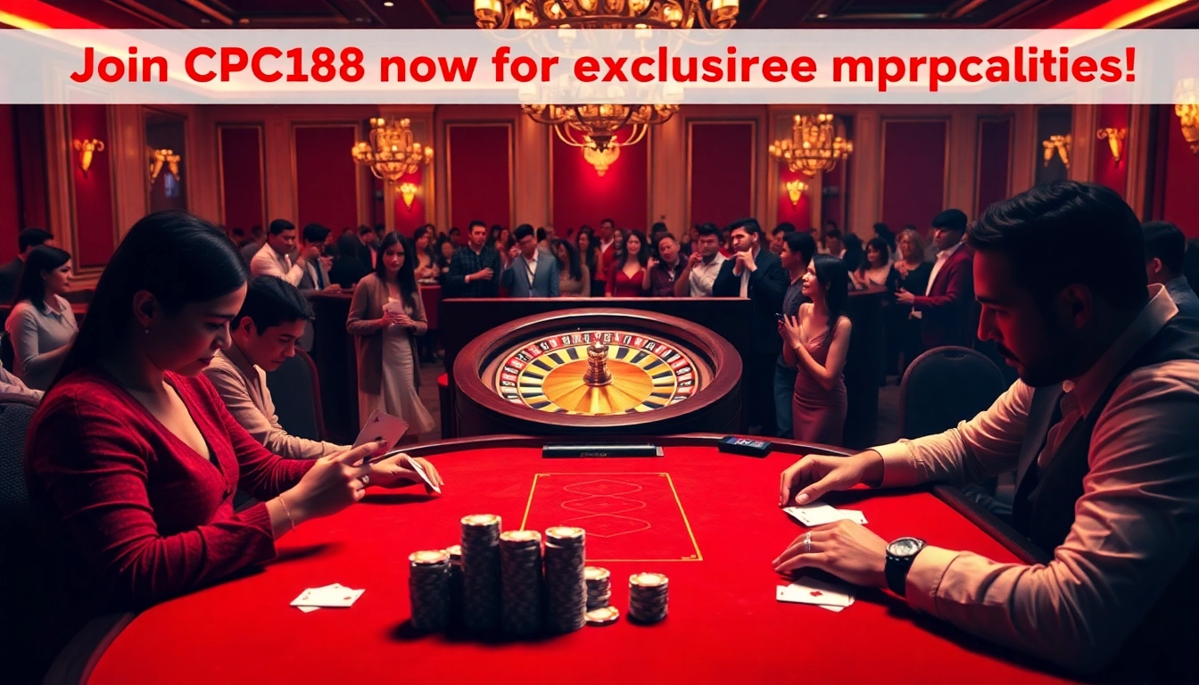 High-stakes gaming at CPC188 casino with poker table and roulette wheel.