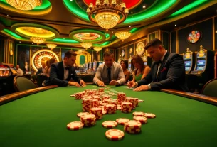 Players engaging in high-stakes poker action at 32win32 casino table.