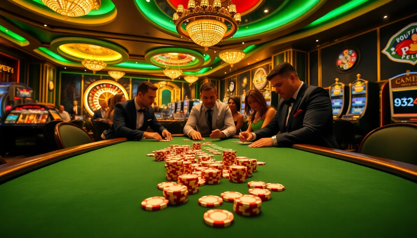 Players engaging in high-stakes poker action at 32win32 casino table.