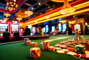 Experience the excitement at 789BET with vibrant casino tables and spinning roulette wheels.