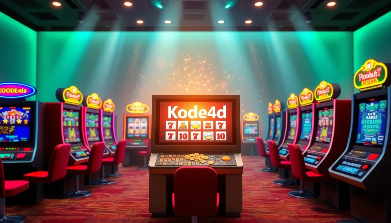 Kode4d link displayed in a vibrant online gaming environment featuring colorful slot machines.
