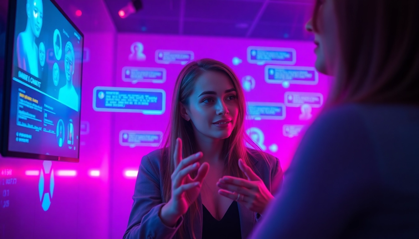 Engaging in sex AI chat in a futuristic digital interaction setting.