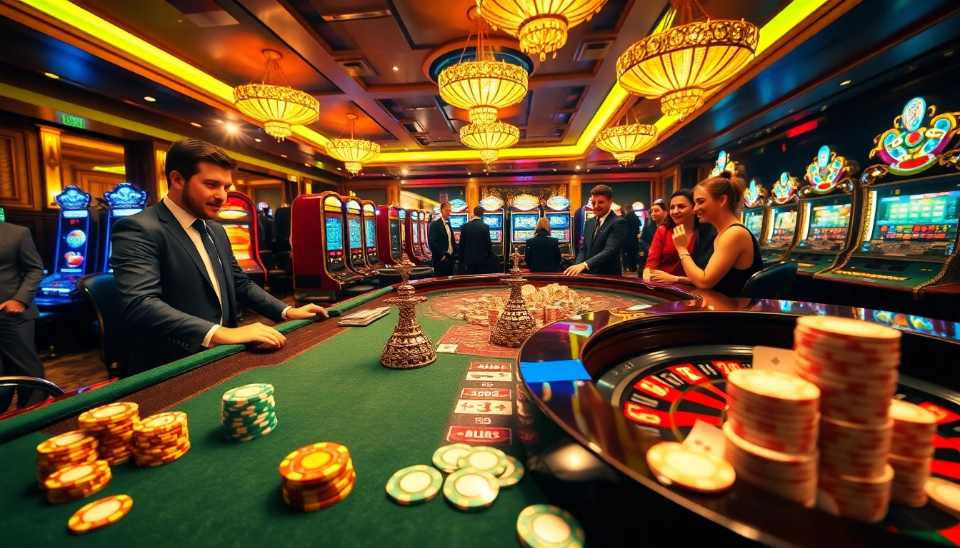Experience thrilling casino action at https://kjc686.com/ with a glamorous roulette table and engaged players.