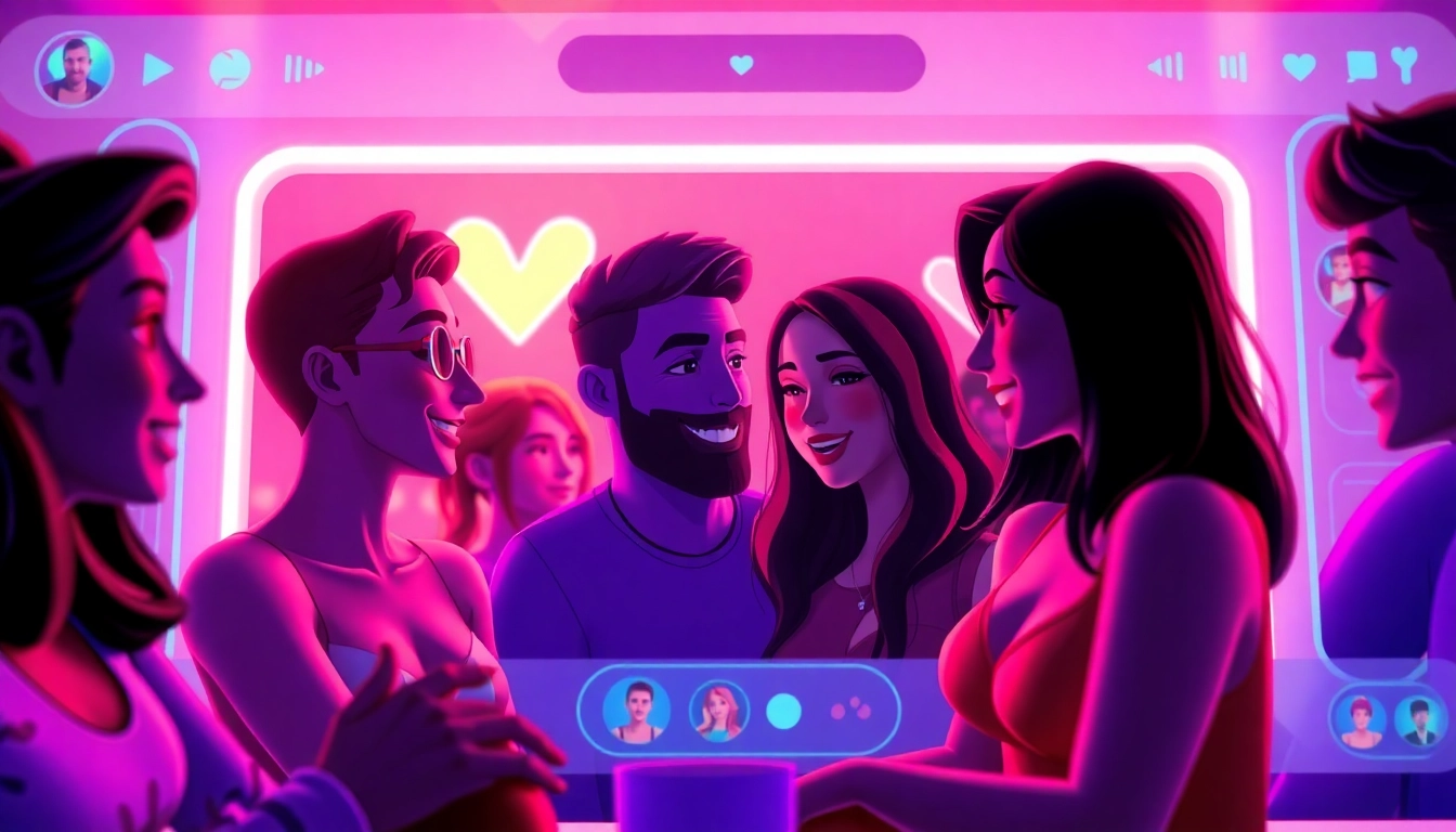 Engaging scene of ai sex chat free with vibrant characters in a cozy chat interface