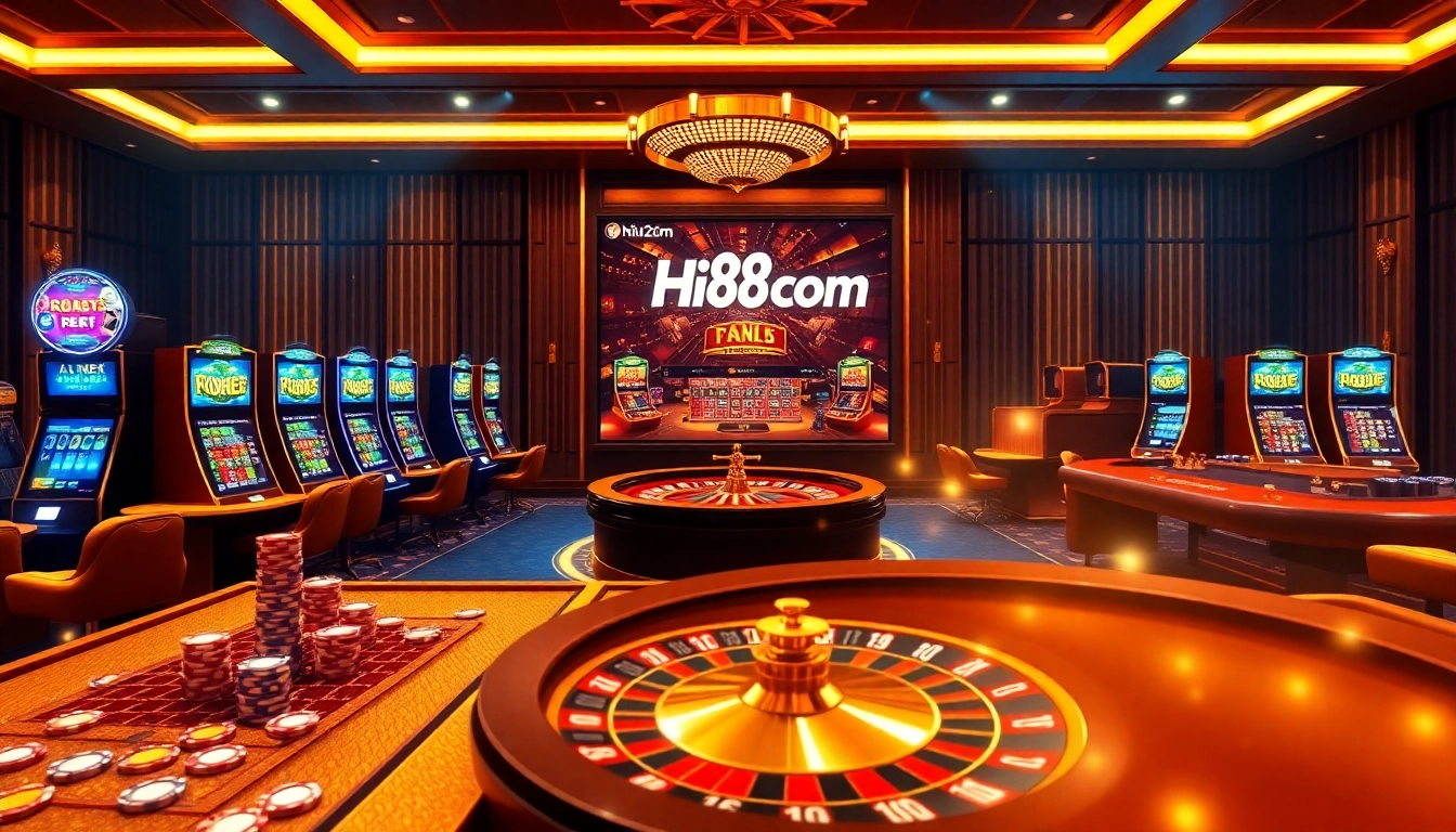 Experience the excitement of online gambling at Hi88com with immersive casino elements.