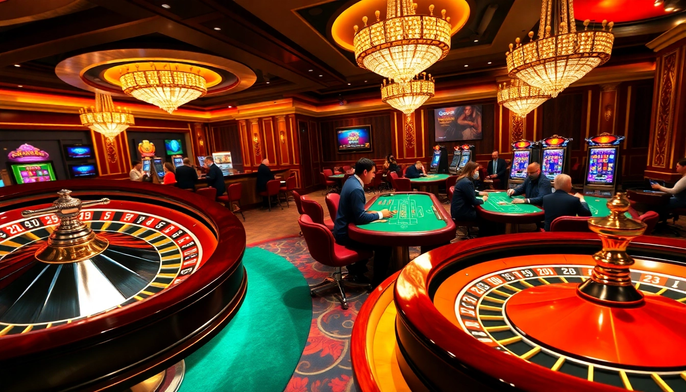 Experience the excitement of go88. com with players enjoying games at a luxurious casino.