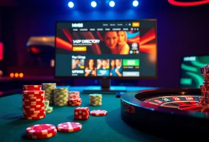 Experience excitement at https://mm88.directory/ with a luxurious online casino visual highlighting poker chips and a roulette wheel.