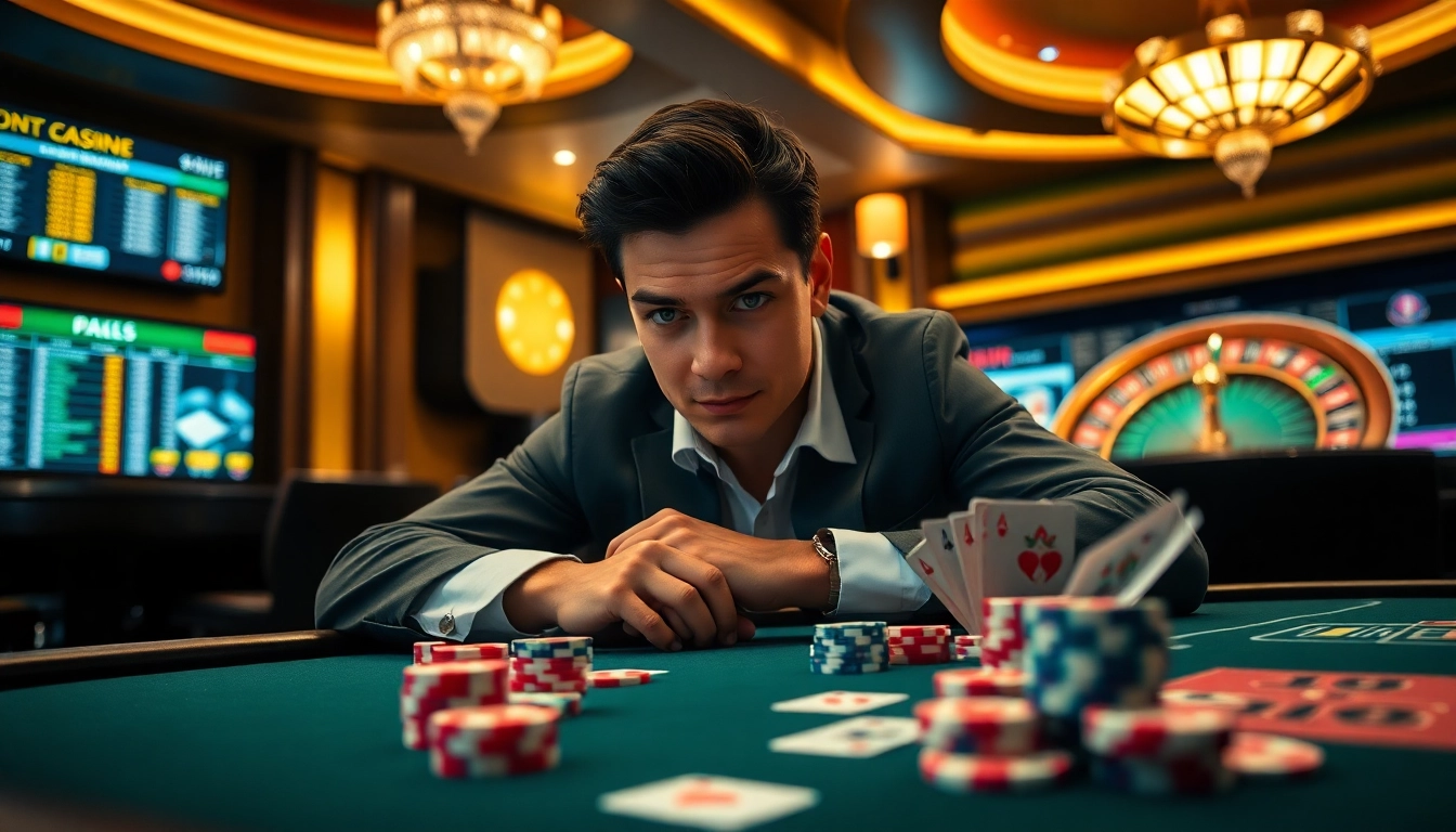 Engage in thrilling casino action at Clubmastersgg.com with vibrant poker chips and illuminated cards.