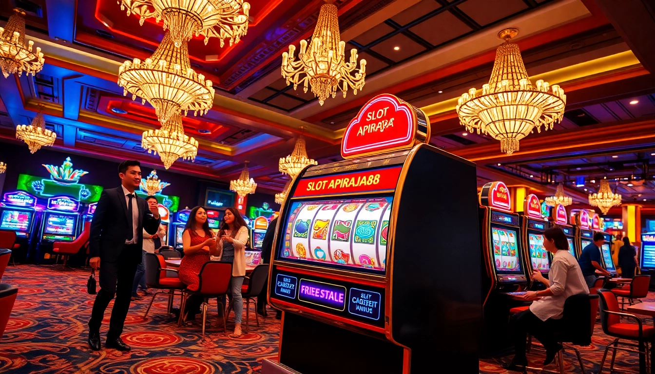 Experience thrilling gameplay with the slot apiraja88 machine in a vibrant casino setting.