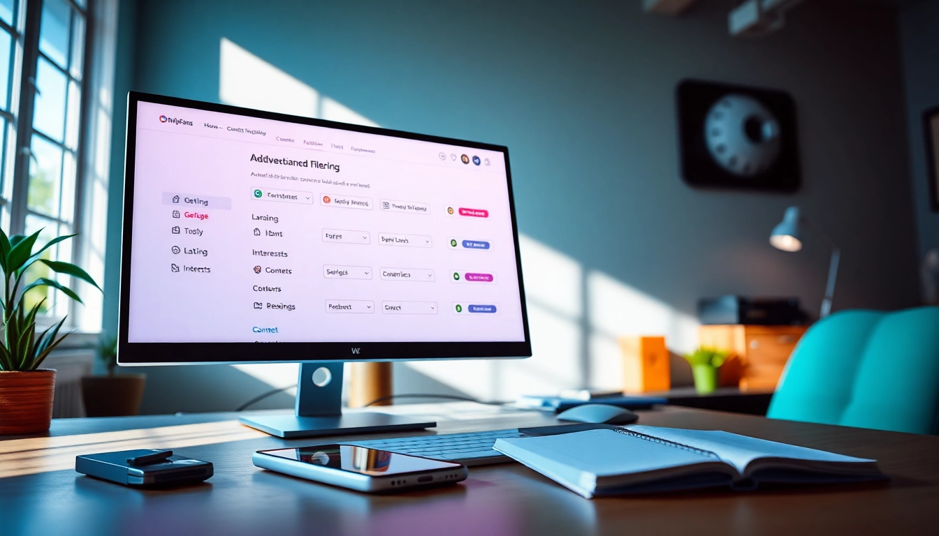Advanced filtering for OnlyFans search showcased in a modern digital workspace.