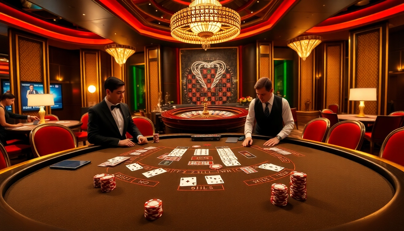 Engaging casino scene showcasing a blackjack table, themed around bk8th for an immersive gambling experience.