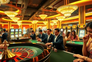 Engaging players enjoying classic casino games and online gambling at https://rr88co.net/, reflecting excitement and luxury.