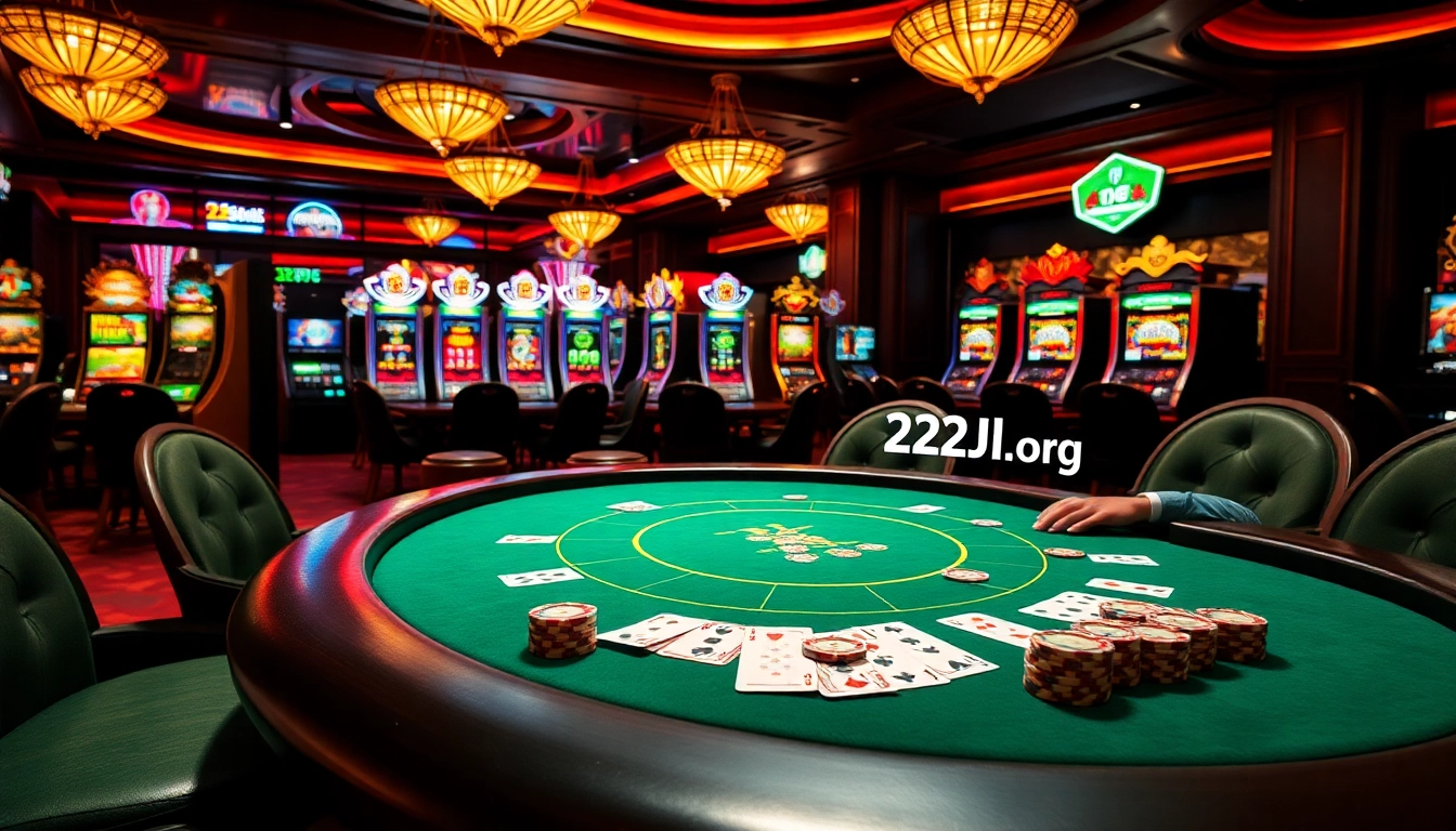 Experience thrilling gaming at 22jl org with vibrant poker tables and colorful chips.